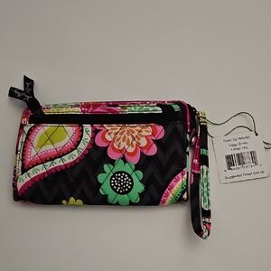 Vera Bradley Black and Pink Floral Wristlet